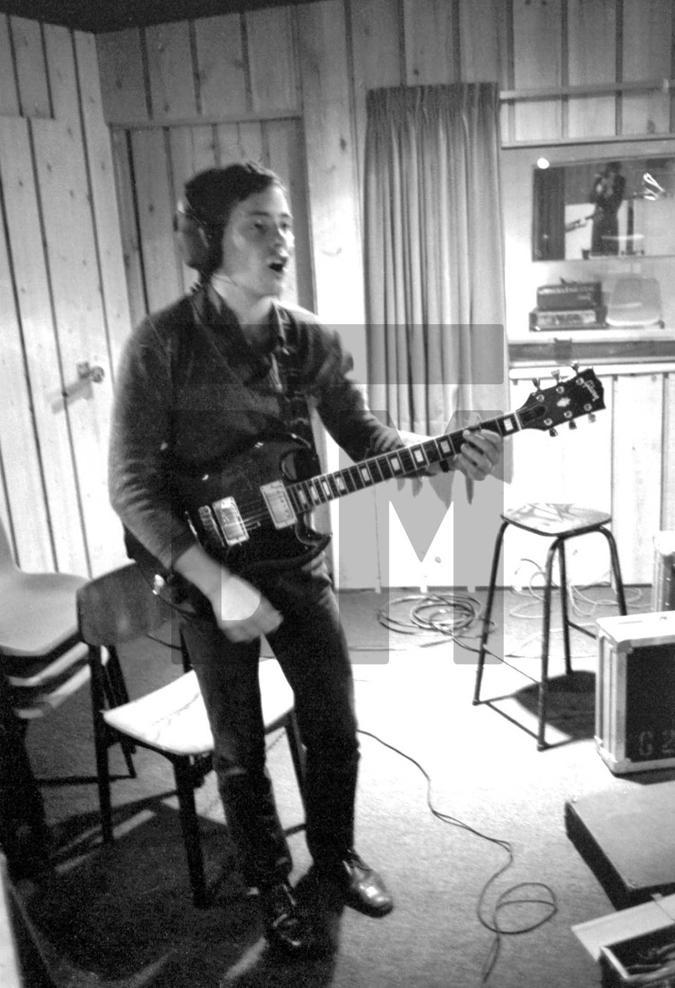 Bernard Sumner (Barney) of Joy Division at Pennine Sound Studio, Oldham. January 1980 by Daniel Meadows