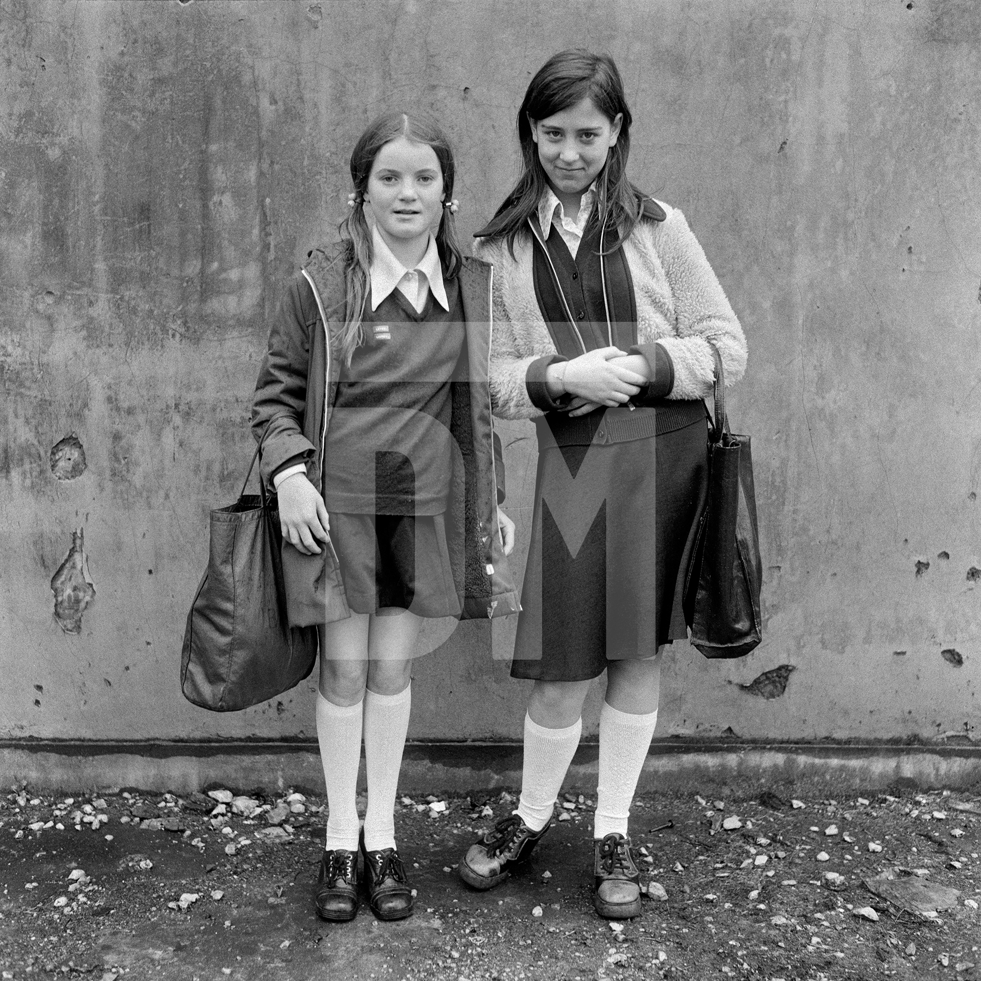 Left Lauren Harris, right Frances Evans, Barrow-in-Furness, Cumbria. November 1974 by Daniel Meadows