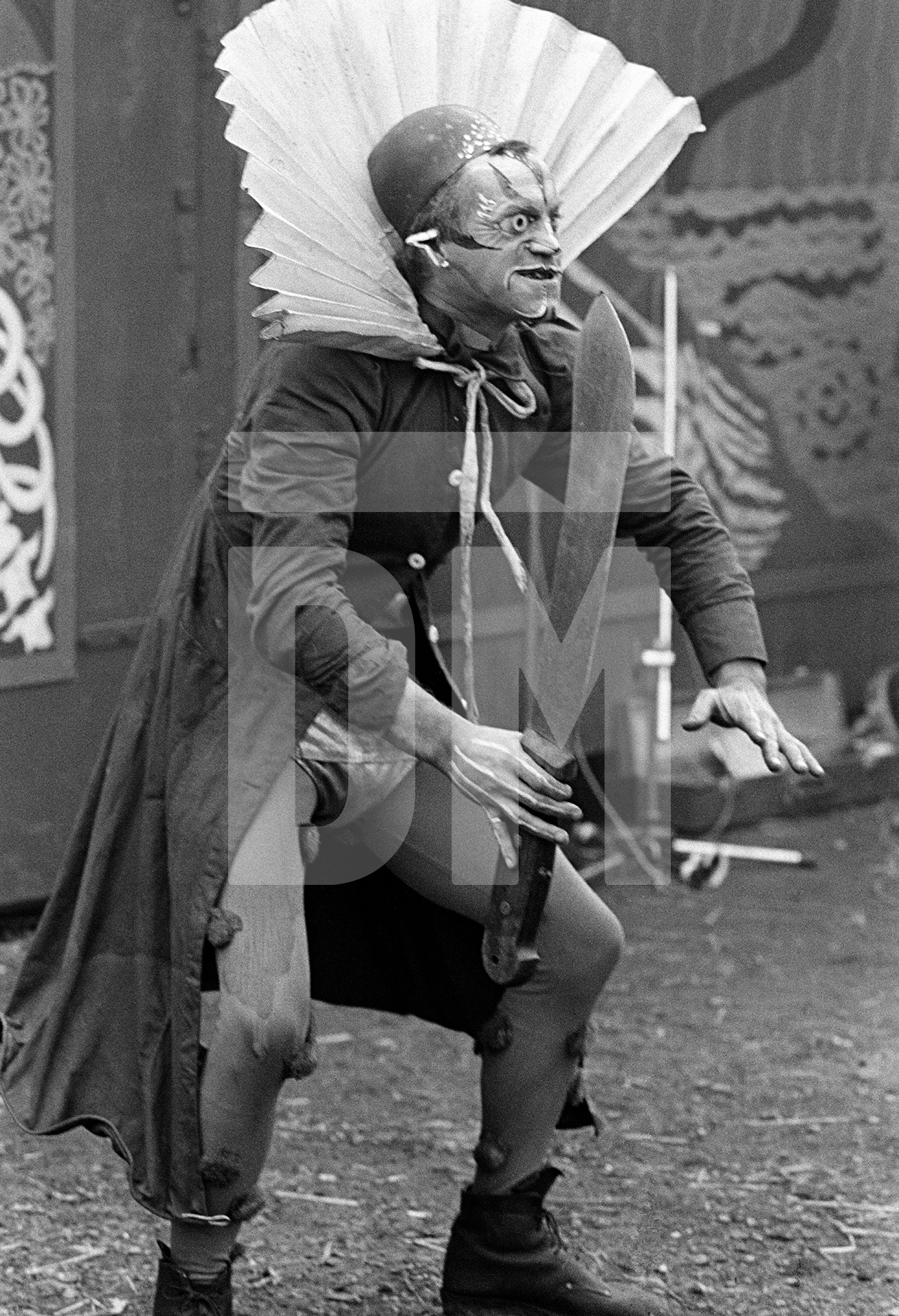 Performer Boris Howarth, “The Loves, Lives and Murders of Lancelot Barabbas Quail”, Burnley, Lancashire. 8 October 1977 by Daniel Meadows