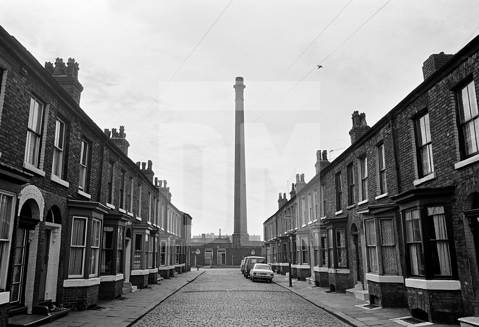 Disused incinerator chimney, prior to demolition, Salford. September 1976 by Daniel Meadows