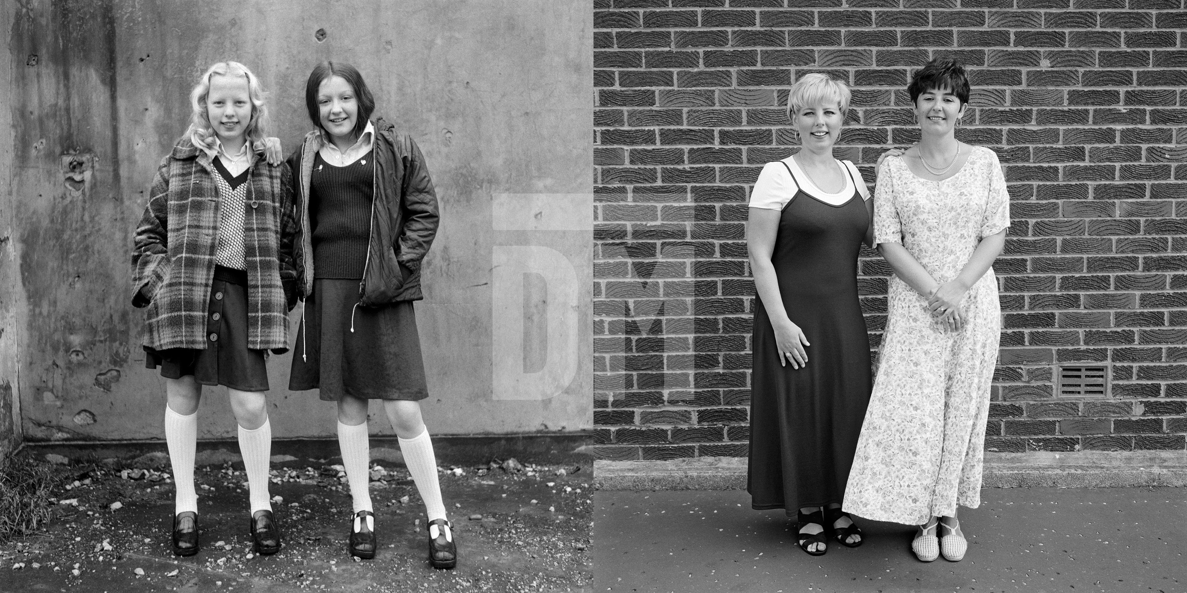 Friends: left Christine Staunton, right Christine Laughran. Barrow-in-Furness, Cumbria. 1974 and 1995 by Daniel Meadows
