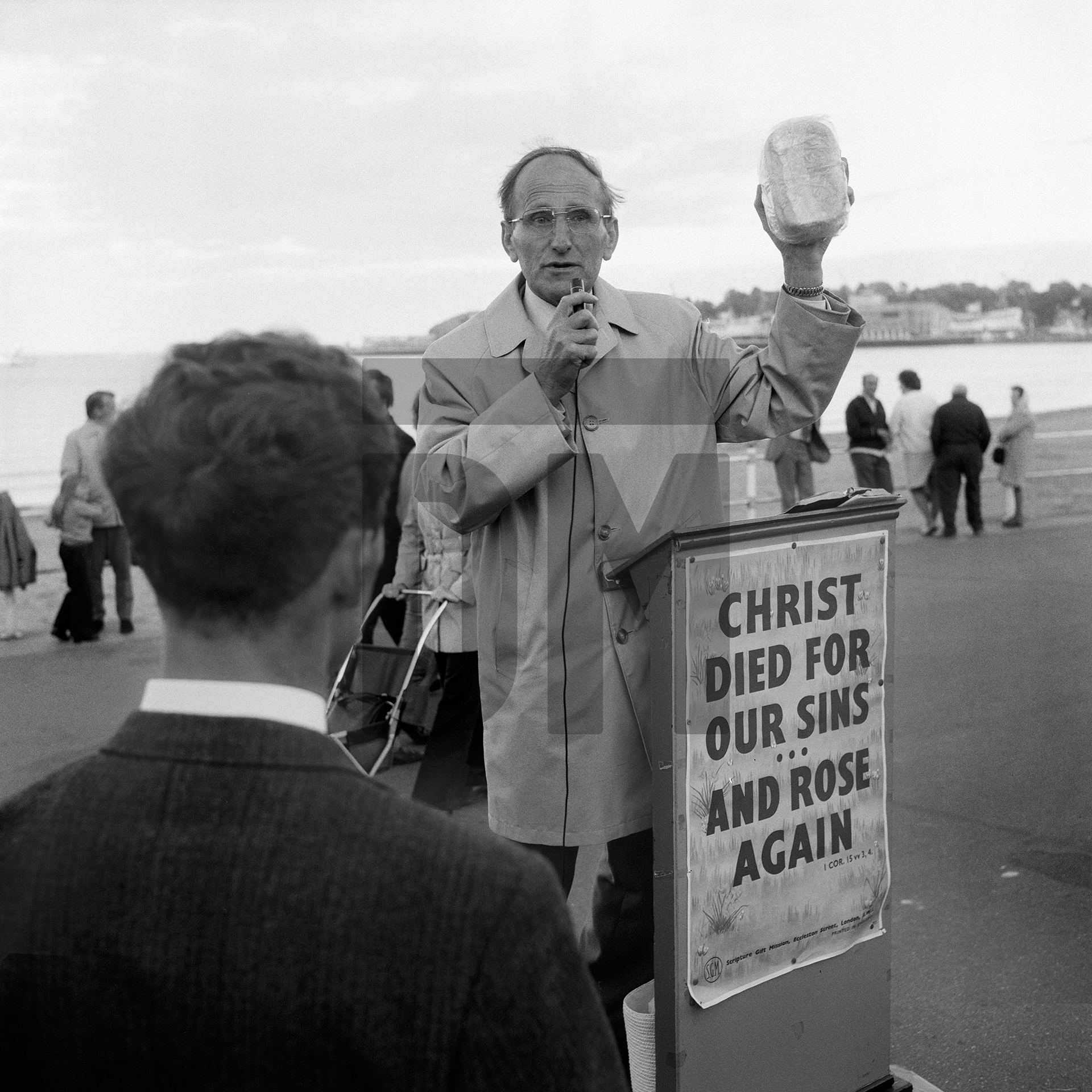 Beach preacher, Weymouth,Dorset. July 1974 by Daniel Meadows
