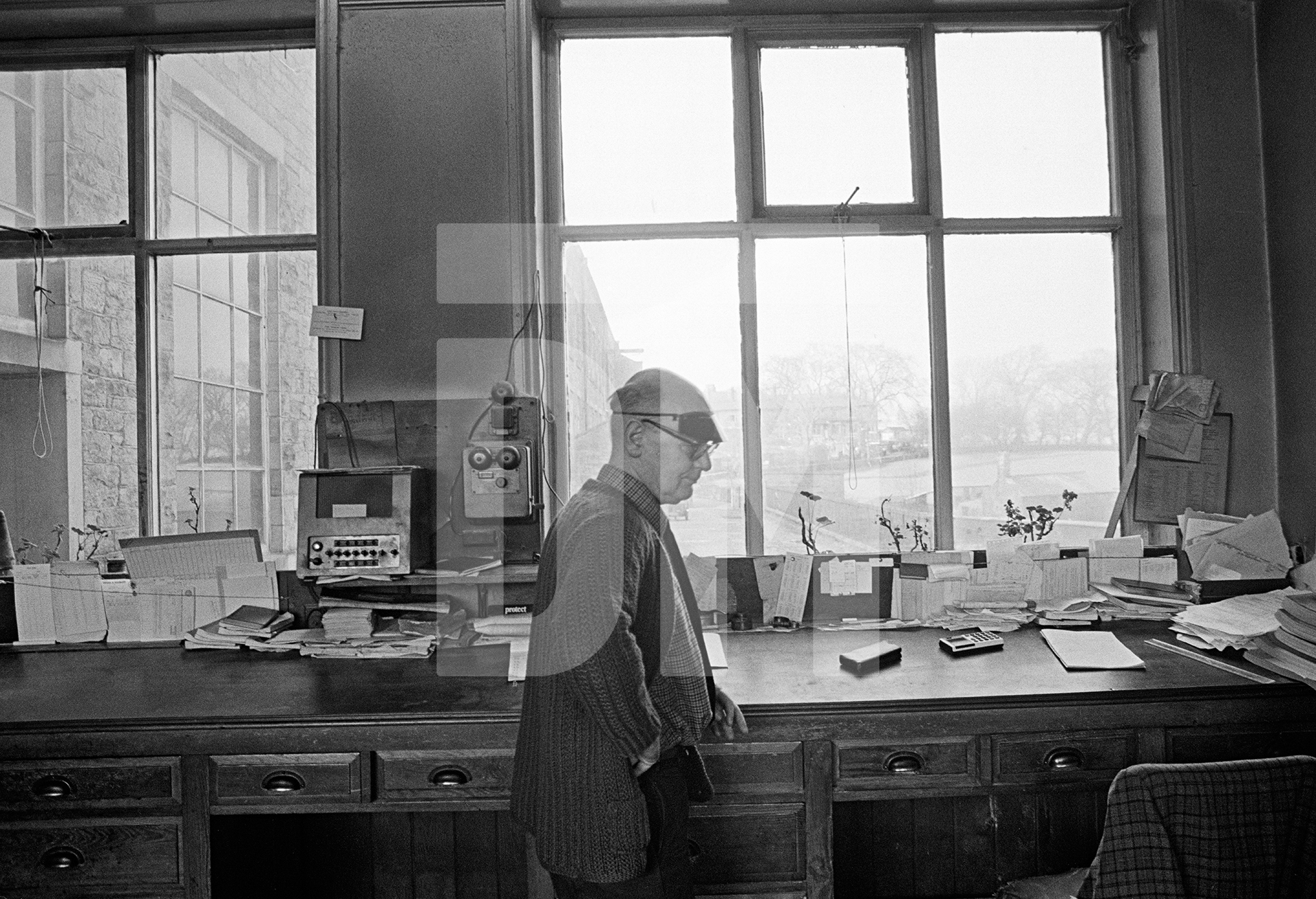 Sydney Nutter in the office. 1976 by Daniel Meadows