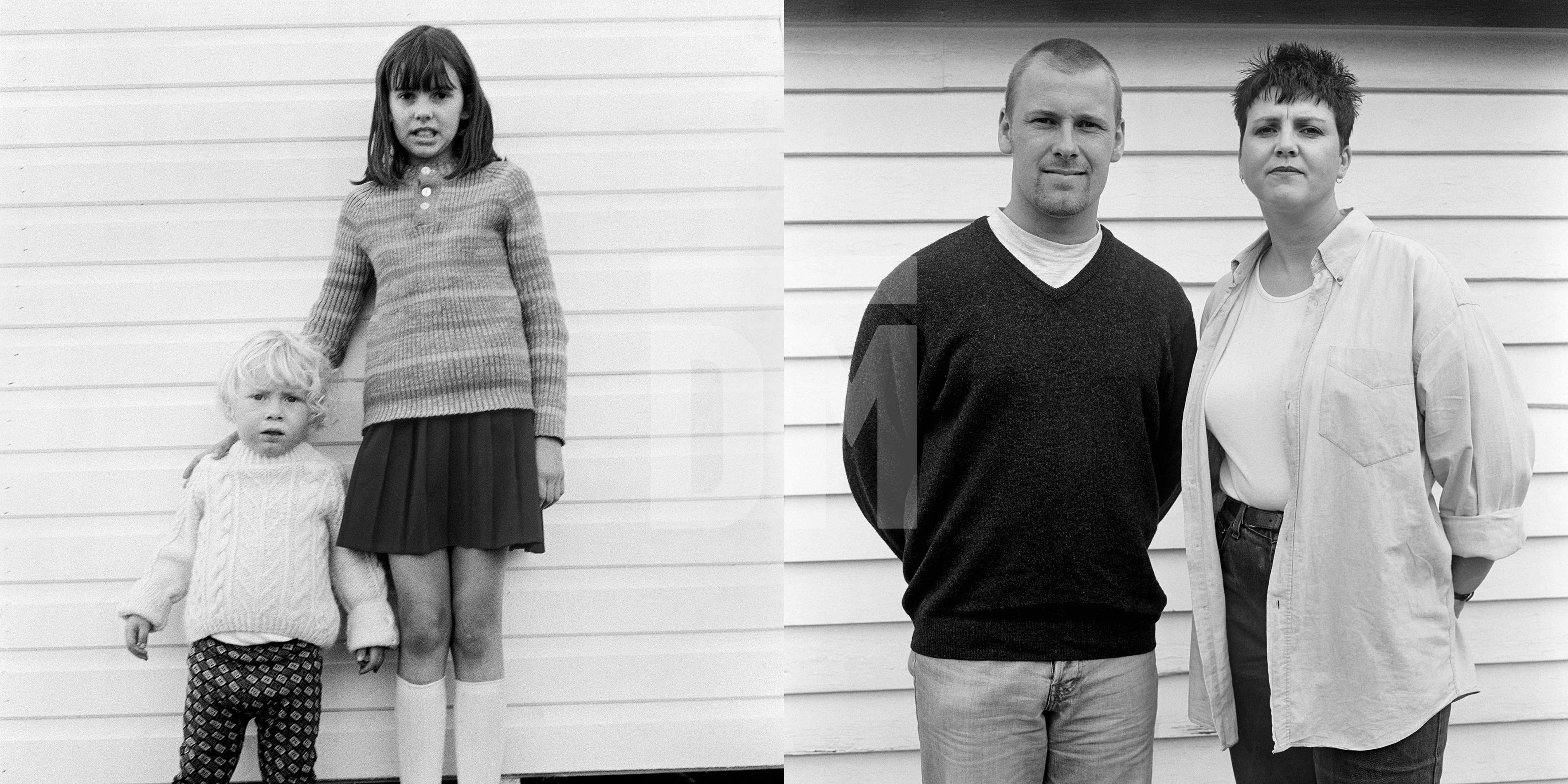 Brother and sister: Martin and Debbie Pout. Hartlepool, Cleveland and Marden, Kent. 1974 and 1998 by Daniel Meadows