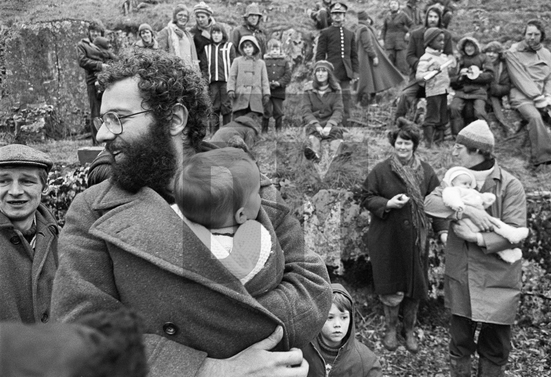 Naming ceremony, Yorda’s Cave, N.Yorkshire. January 1978 by Daniel Meadows