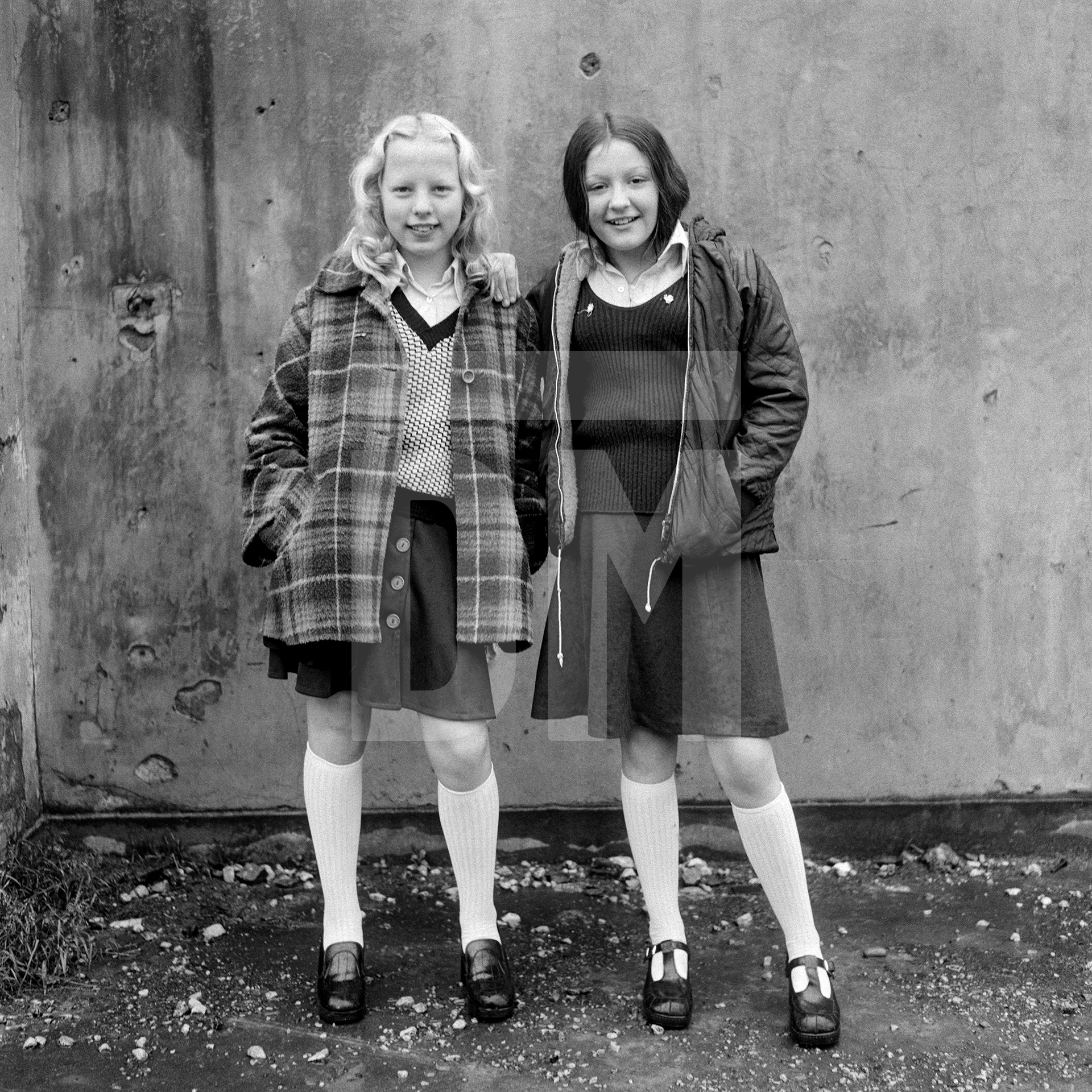 Friends, left Christine Staunton, right Christine Laughran, Barrow-in-Furness, Cumbria. November 1974 by Daniel Meadows