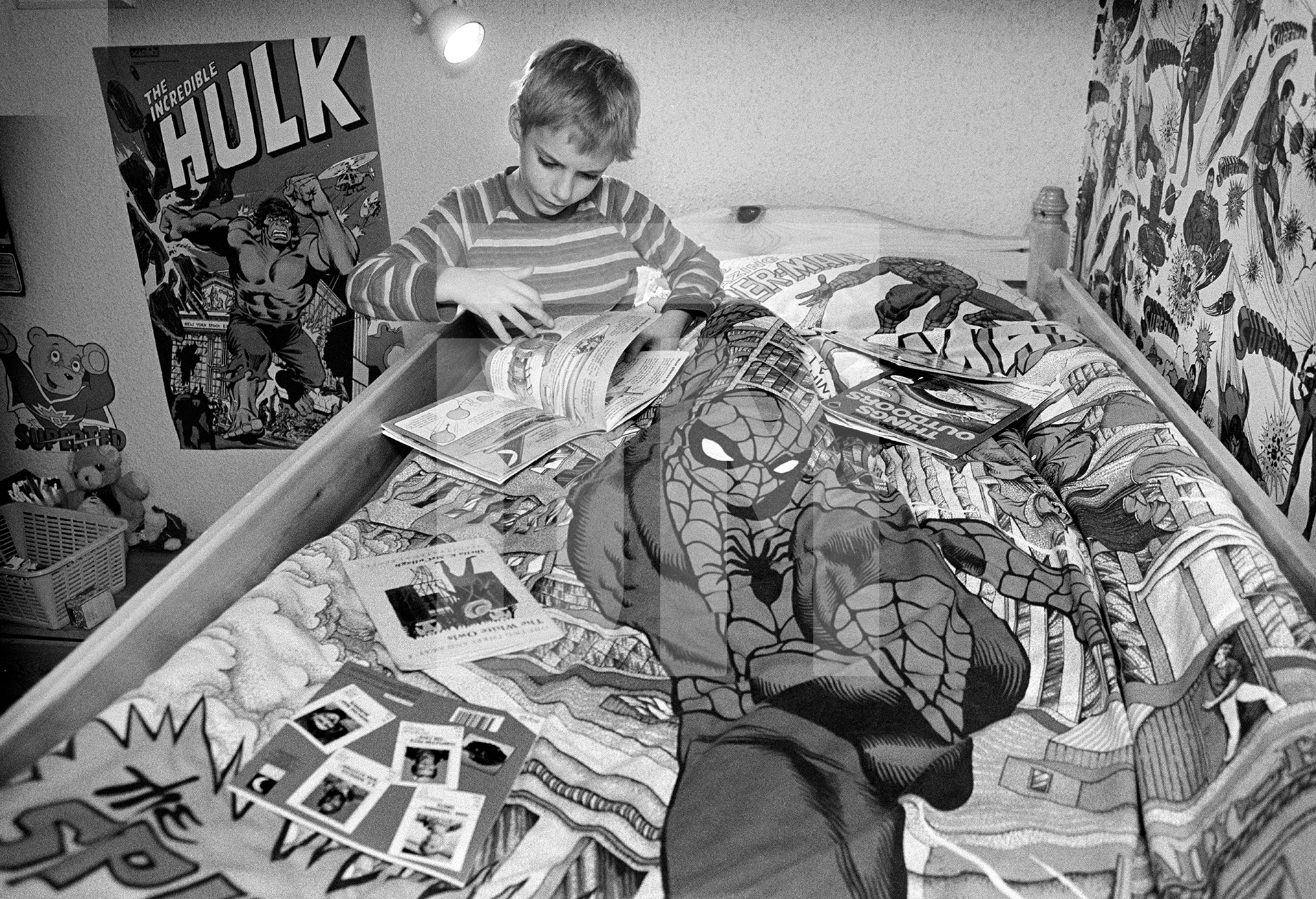 Spiderman bedroom, Beckenham, Kent. February 1985 by Daniel Meadows