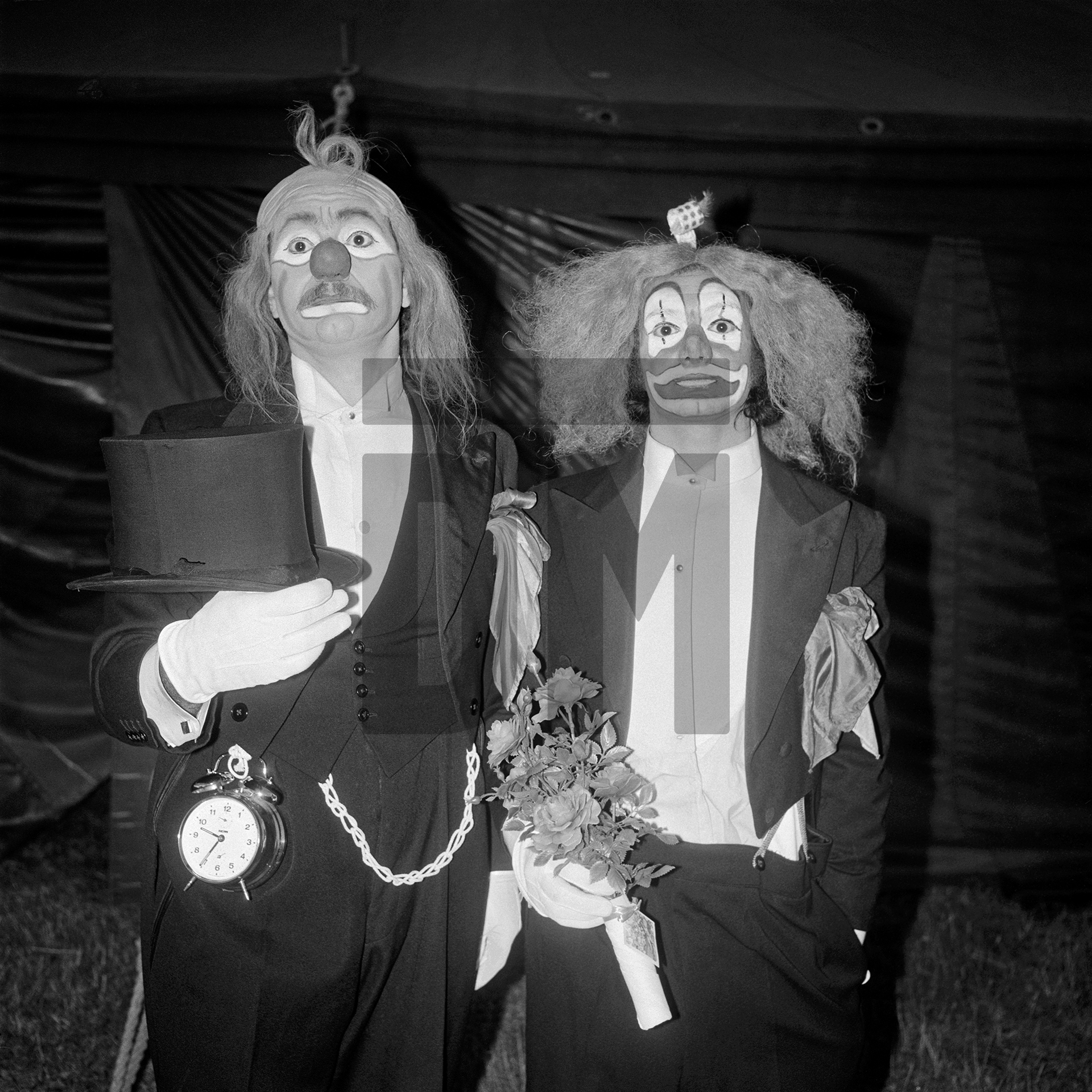 Clowns, Circus Hoffman, Weymouth, Dorset. July 1974 by Daniel Meadows