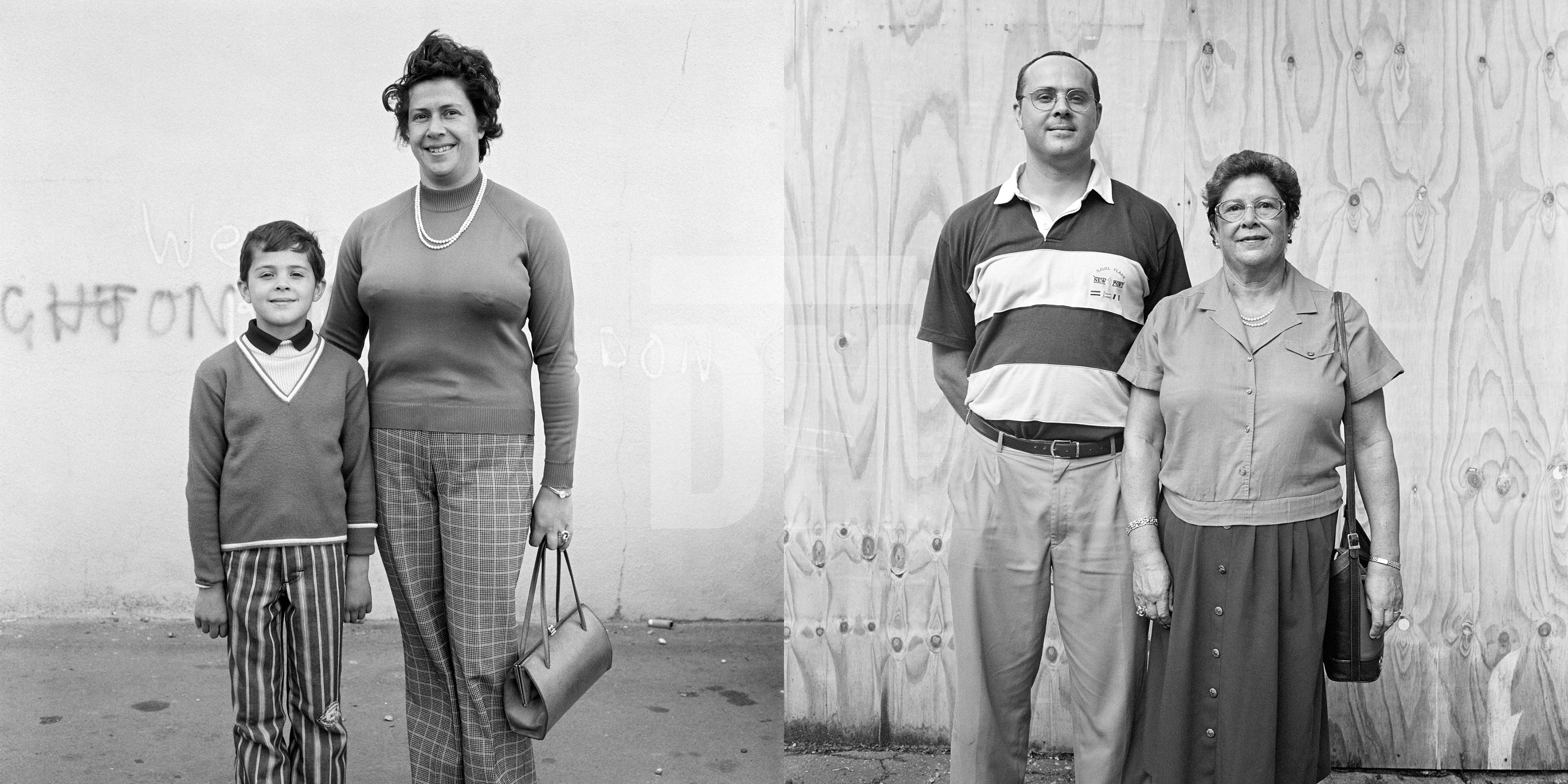 Mother and son: Peter and Susie Gatesy. Brighton and North London. 1974 and 2000 by Daniel Meadows