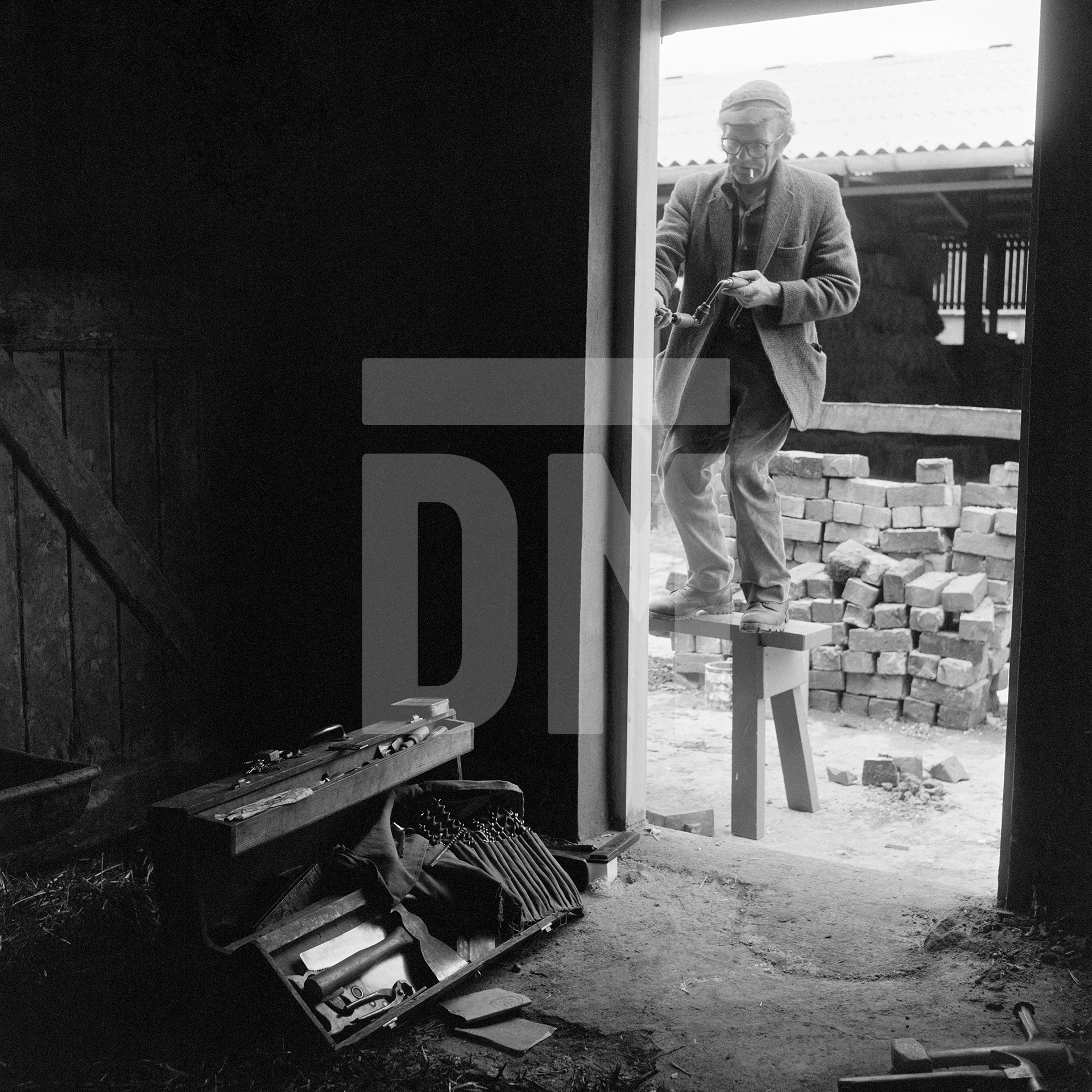 Mr. Finch of the Dumbleton Estate building staff, Great Washbourne, Gloucestershire. July 1974 by Daniel Meadows