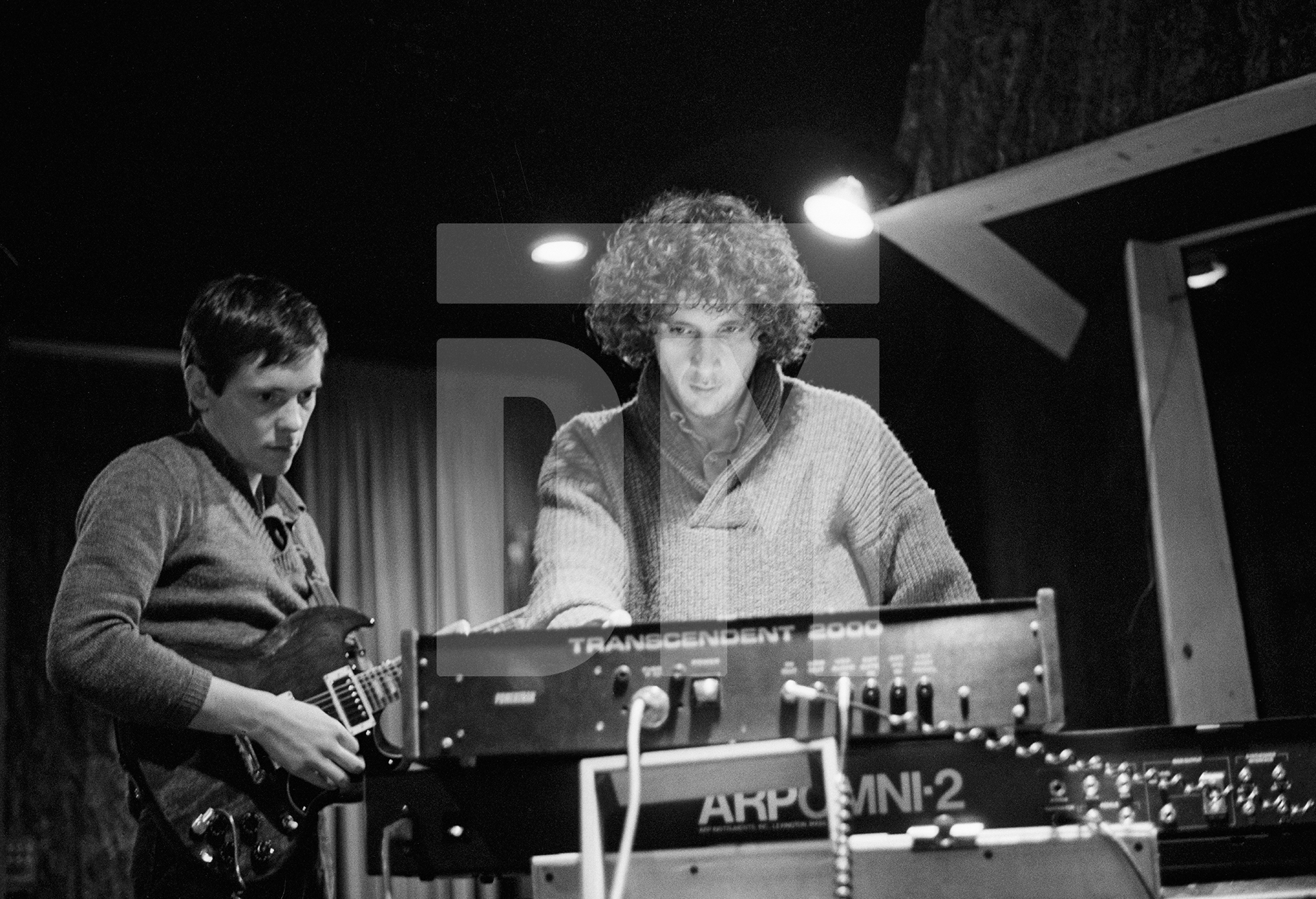 Bernard Sumner of Joy Division and Factory producer Martin Hannett, Pennine Sound Studio, Oldham. January 1980 by Daniel Meadows