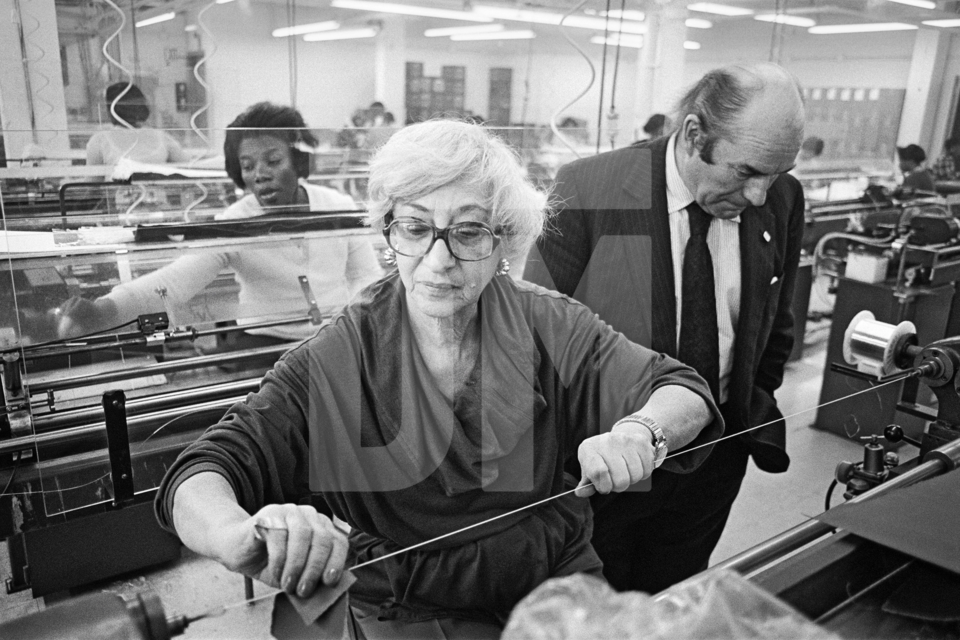 Julian Bream with Rose Augustine, guitar string maker, New York. November 1981 by Daniel Meadows