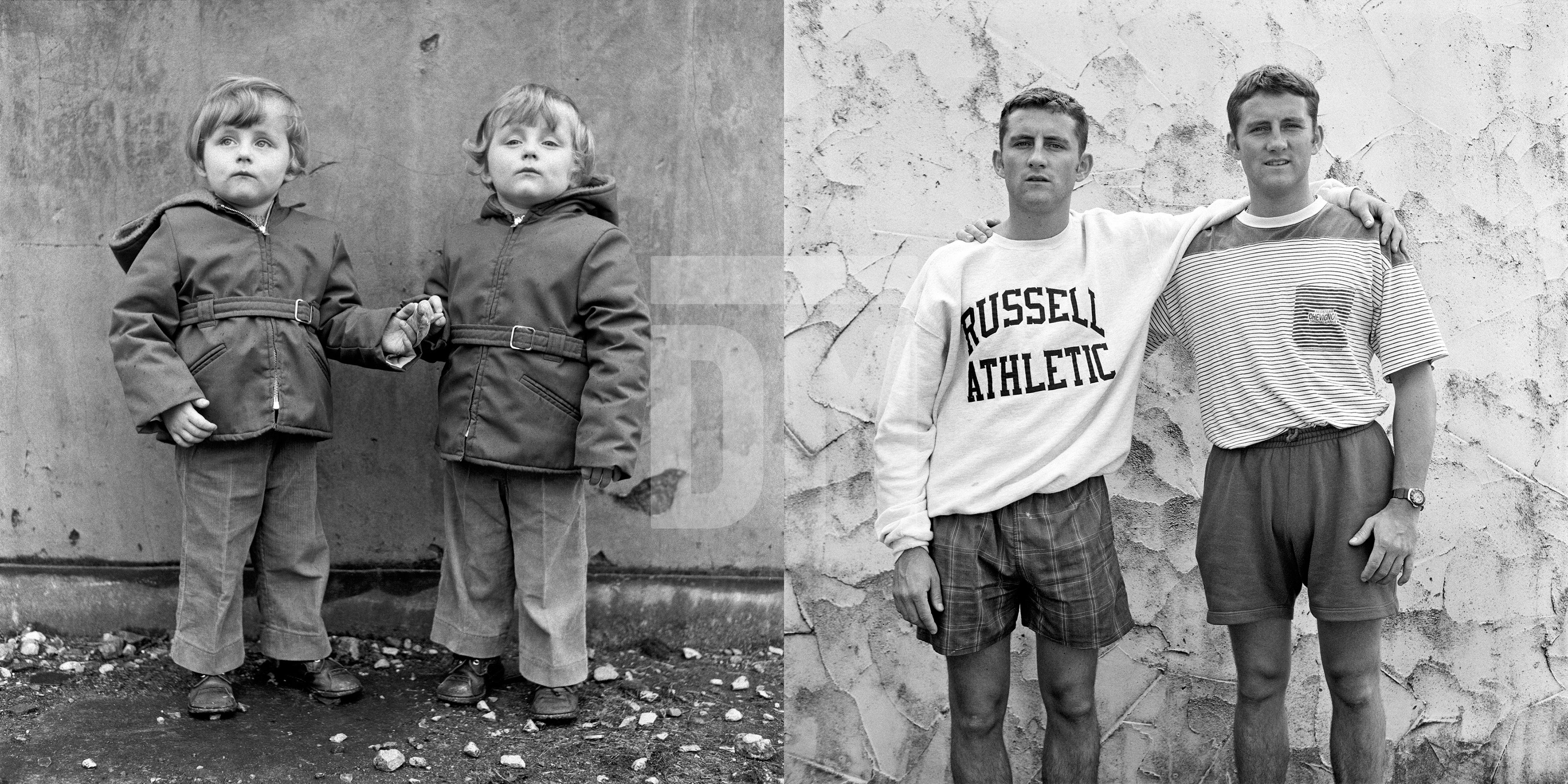 The McParland twins. Left Michael, right Peter. Barrow-in-Furness, Cumbria. 1974 and 1995 by Daniel Meadows