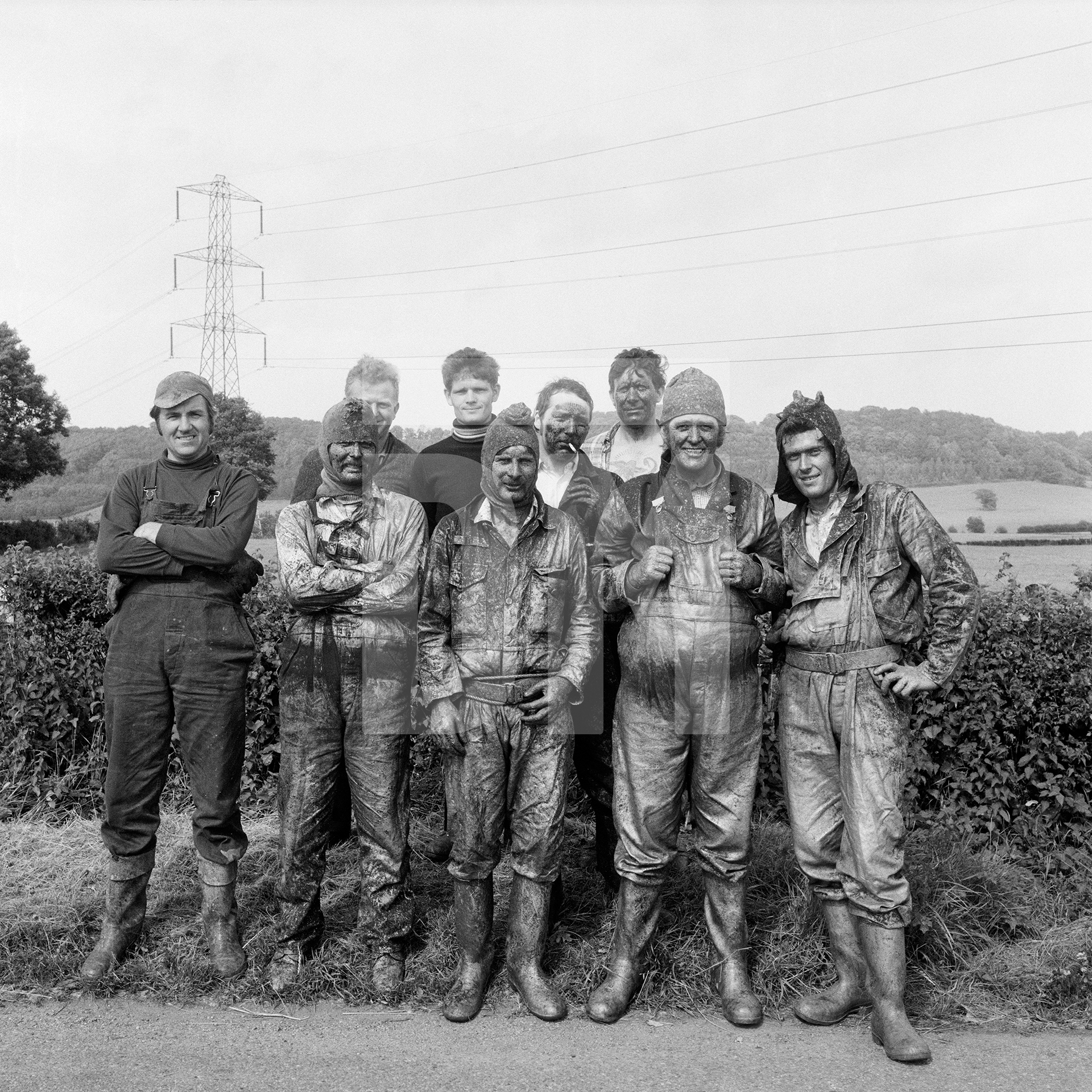 Pylon Painters, Great Washbourne, Gloucestershire. July 1974 by Daniel Meadows