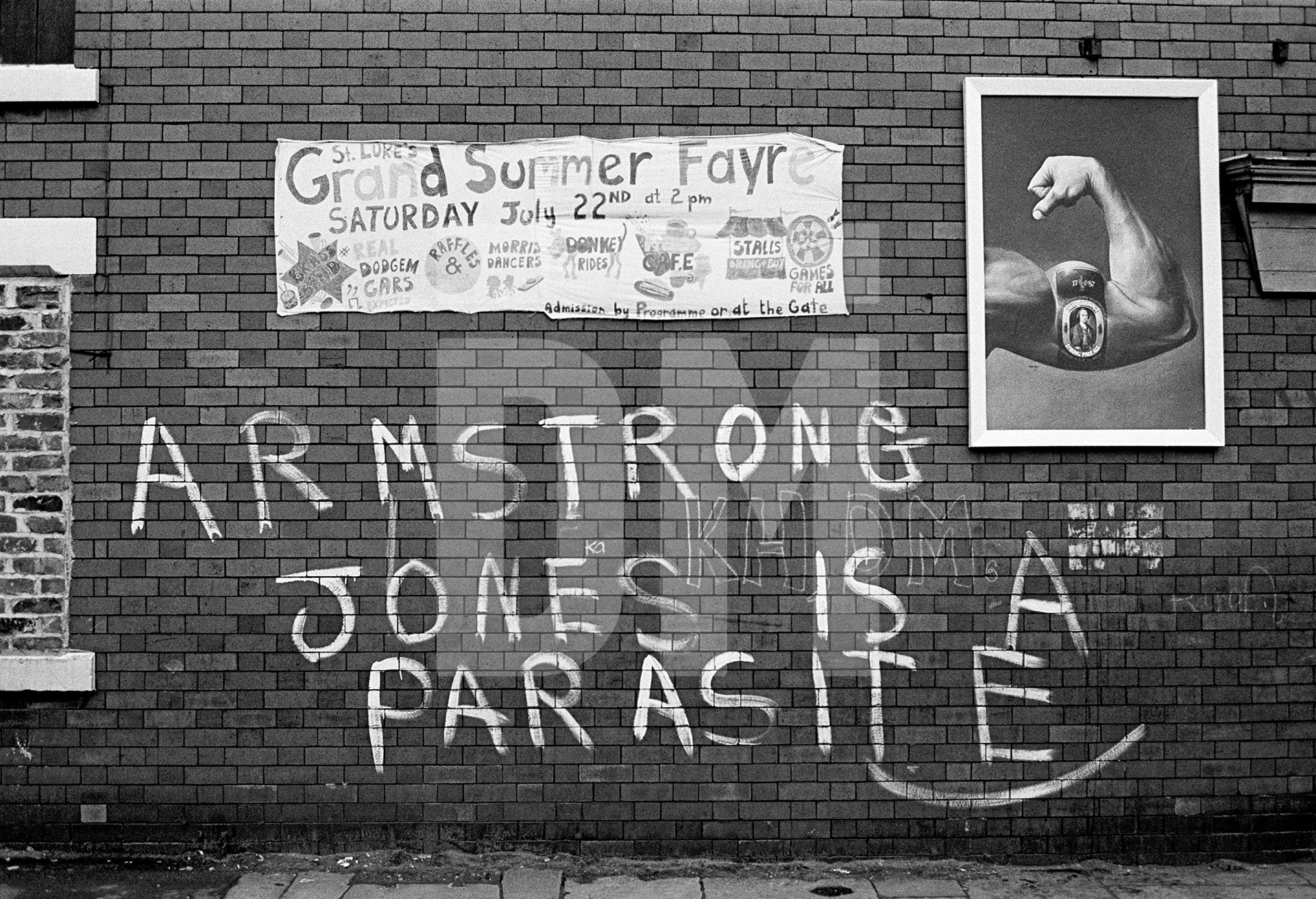 ‘Armstrong Jones is a Parasite’, Salford. July 1978 by Daniel Meadows