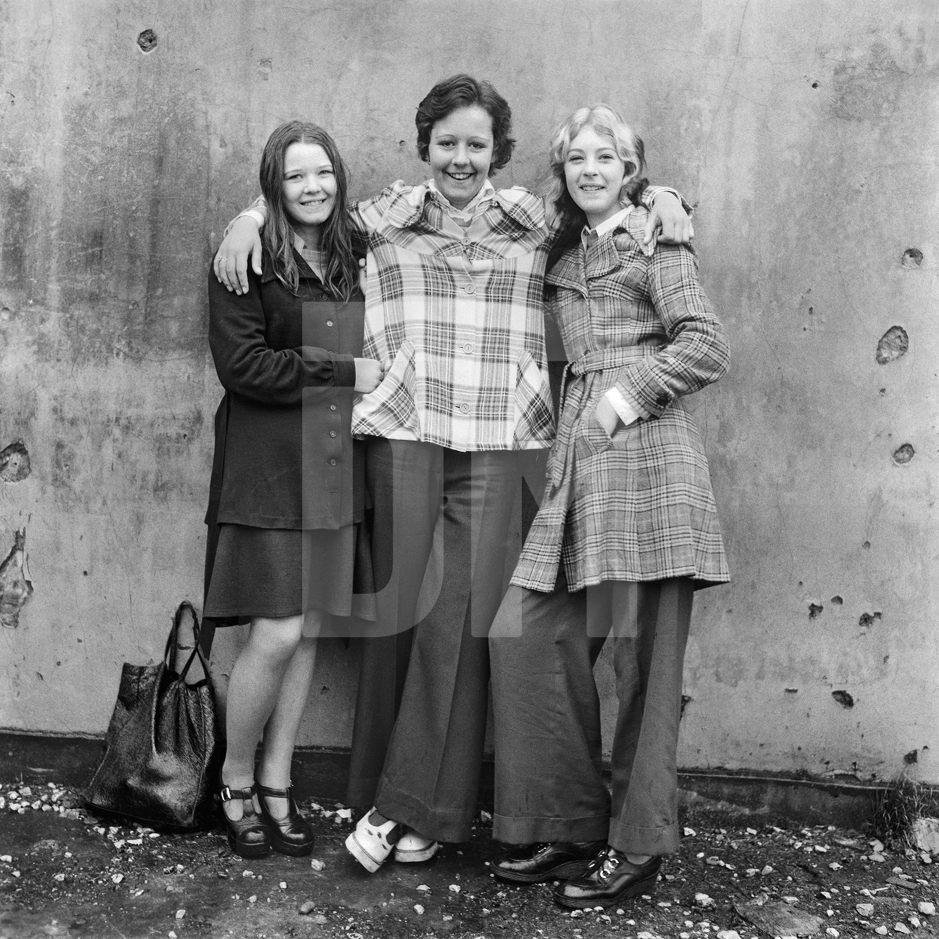 Left-to-right: Angela Hendley, Dot Rooney, Kim Hillman, Barrow-in-Furness, Cumbria. November 1974 by Daniel Meadows