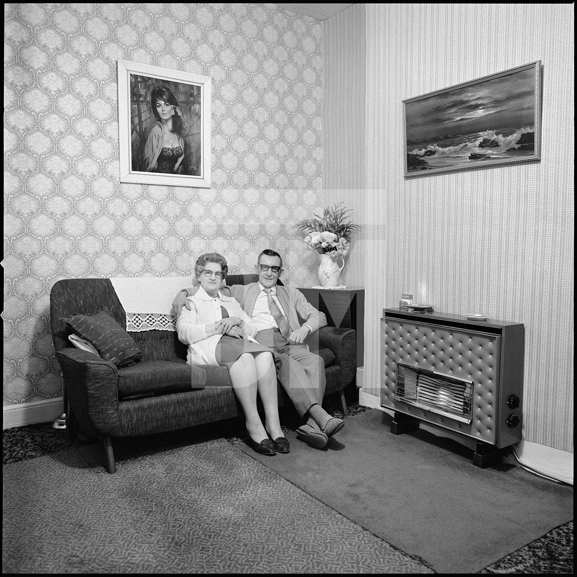 Annie and Herbert Steele. (Identified as his grandparents by Tim Curtis who explained in May 2015 that Annie and Herbert had lived at no.3 June Street.) Residents of June Street, Salford. 1973 by Daniel Meadows