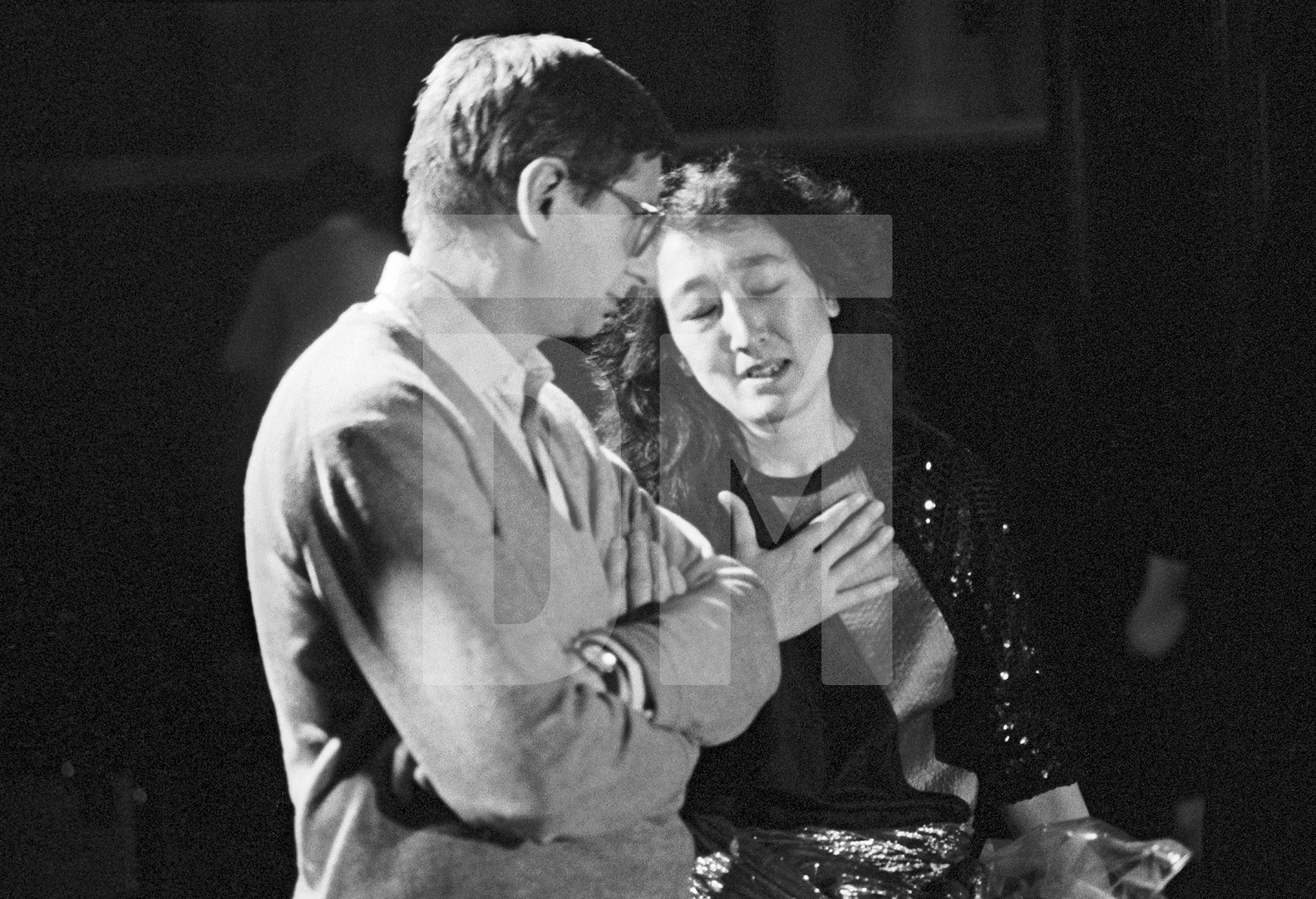 Mitsuko Uchida with Tony Palmer on the set of 'Mozart in Japan', London. September 1986 by Daniel Meadows