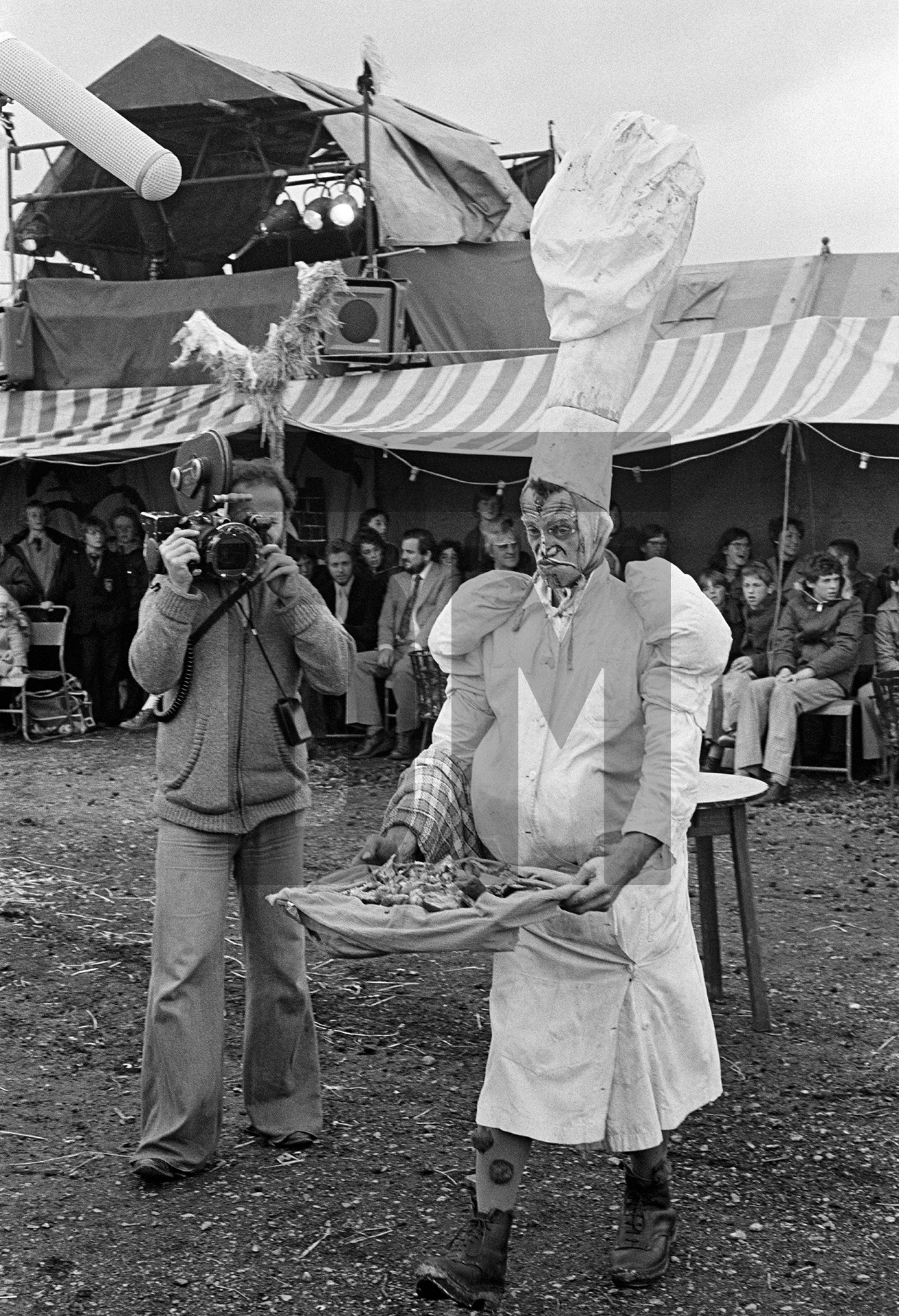 Performer Boris Howarth, “The Loves, Lives and Murders of Lancelot Barabbas Quail”. Burnley, Lancashire. 8 October 1977 by Daniel Meadows