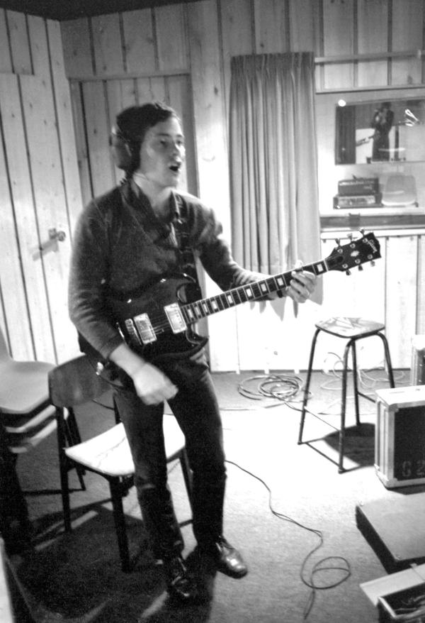 Bernard Sumner (Barney) of Joy Division at Pennine Sound Studio, Oldham. January 1980