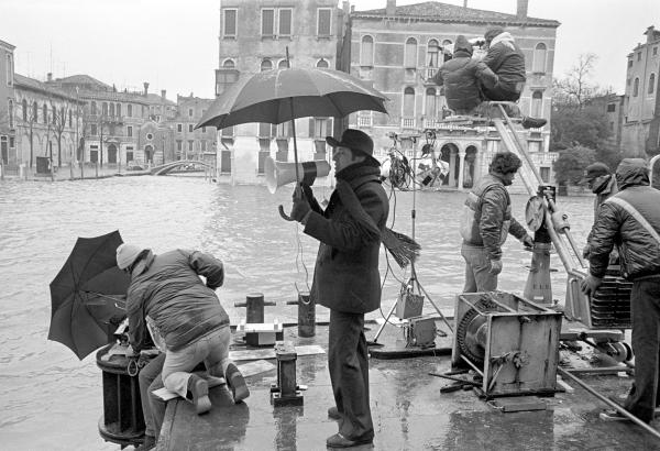 Vittorio Storaro [director of photography] and his camera crew on the set of 'Wagner'. Venice 1982