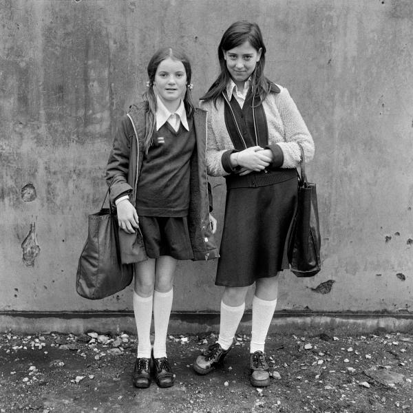 Left Lauren Harris, right Frances Evans, Barrow-in-Furness, Cumbria. November 1974