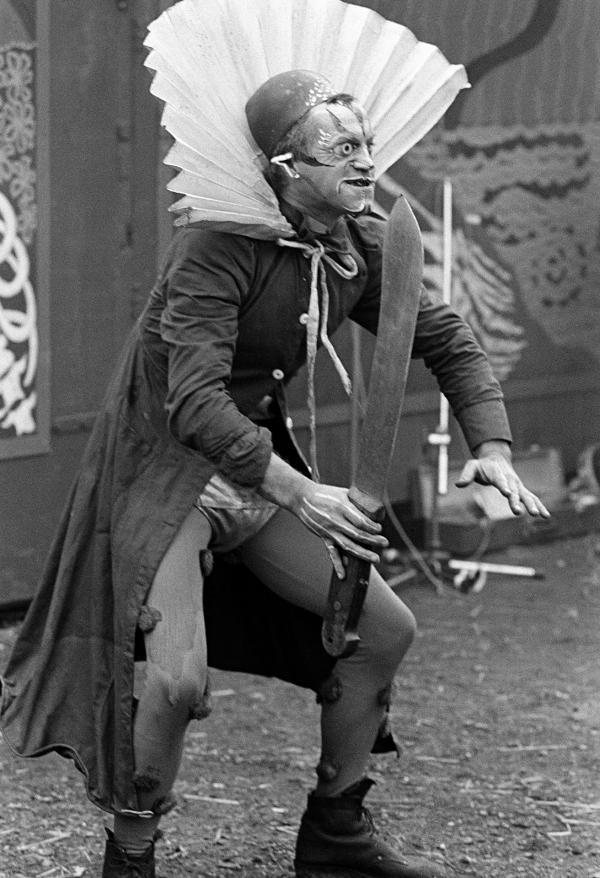 Performer Boris Howarth, “The Loves, Lives and Murders of Lancelot Barabbas Quail”, Burnley, Lancashire. 8 October 1977