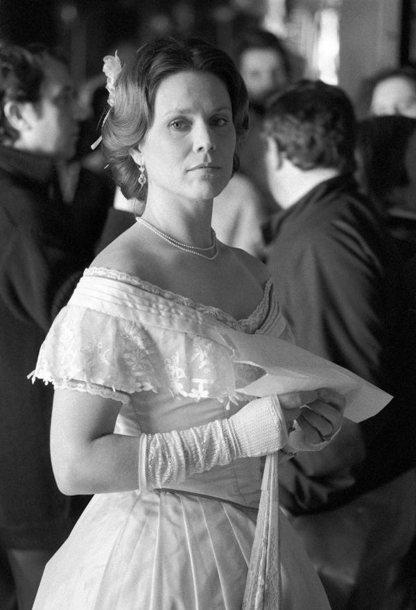Marthe Keller [Mathilde Wesendonck] on the set of 'Wagner'. Vienna 1982