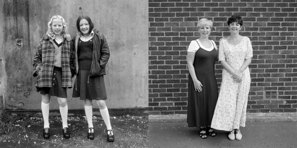 Friends: left Christine Staunton, right Christine Laughran. Barrow-in-Furness, Cumbria. 1974 and 1995