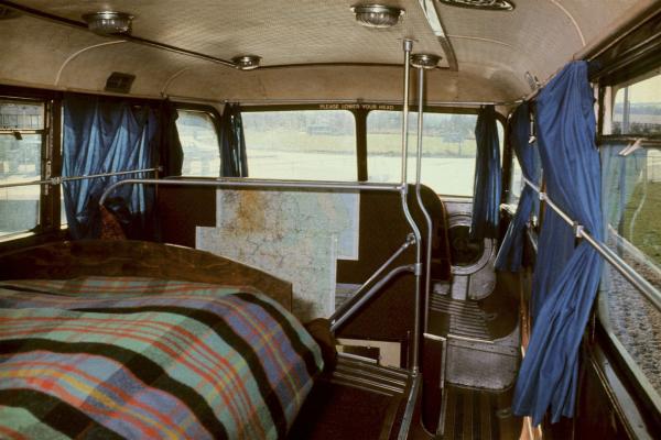 Free Photographic Omnibus, interior upstairs looking towards the front. Birmingham, March 1974