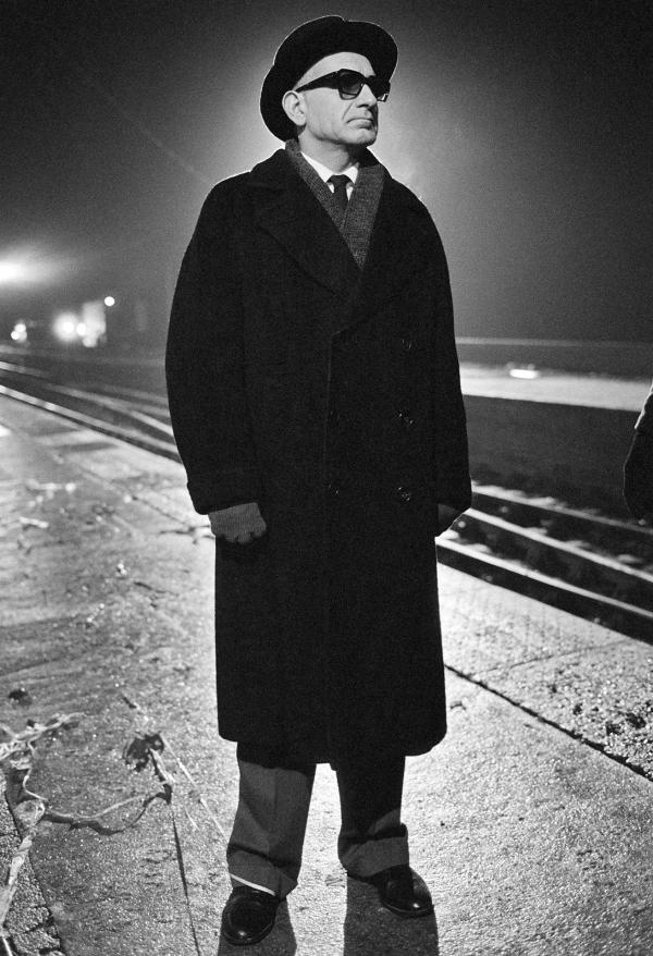 Ben Kingsley [Dmitri Shostakovich]. Location: Lakeside and Haverthwaite Railway, Windermere. February 1987