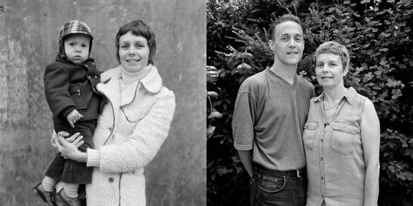 Mother and son: David and Maureen Wade. Barrow-in-Furness, Cumbria. 1974 and 1995