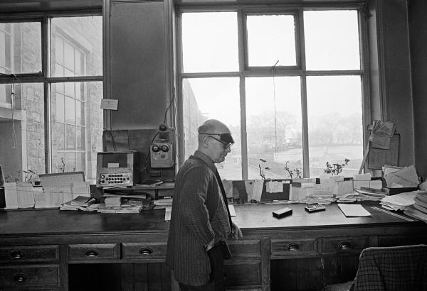 Sydney Nutter in the office. 1976