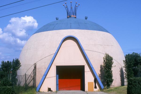 ‘Dome of Fun and Fortune’, disused gaming arcade, once a WW2 gunnery training simulator. Butlin's Filey, Yorkshire. 1972