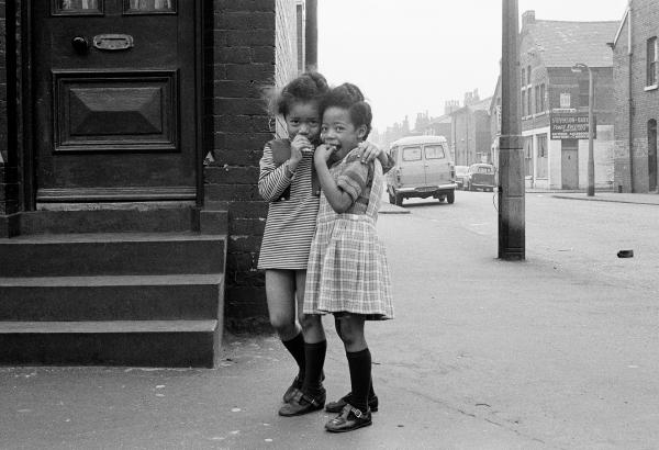 Left-to-right: Veronica Thompson, Sharon Richards, Moss Side, Manchester. 1972