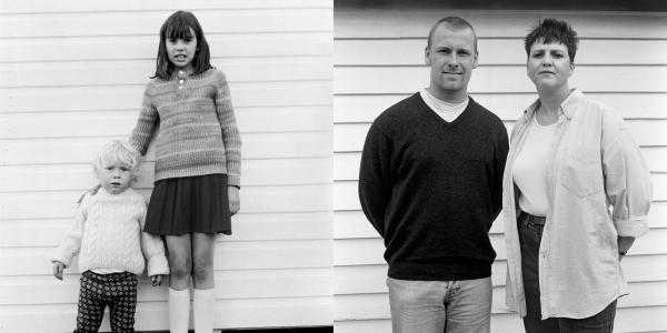 Brother and sister: Martin and Debbie Pout. Hartlepool, Cleveland and Marden, Kent. 1974 and 1998