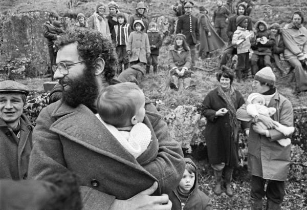 Naming ceremony, Yorda’s Cave, N.Yorkshire. January 1978