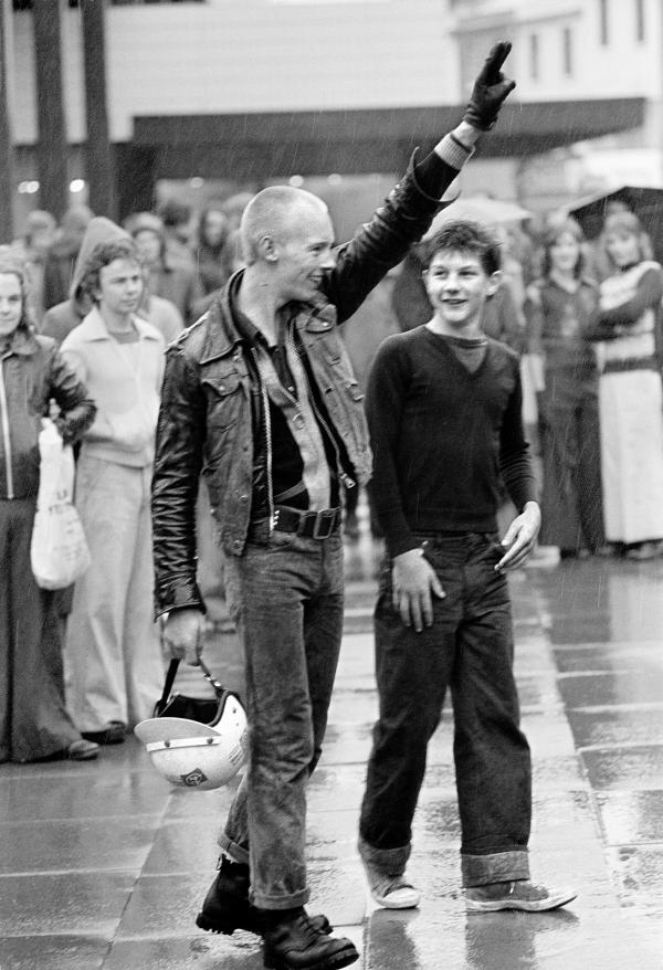 National Front activists attend an anti National Front demonstration, Blackburn, Lancashire. September 1976