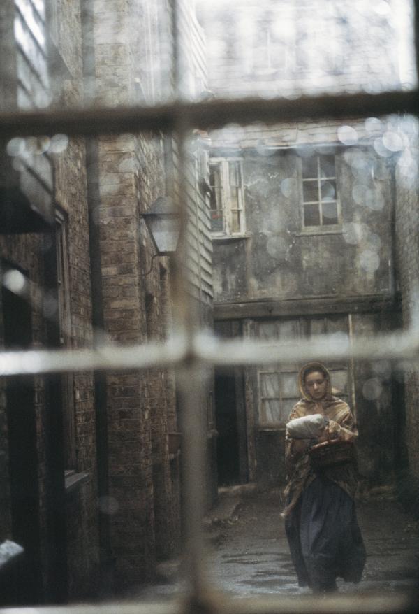 Sarah Pickering [Amy Dorrit] in ‘Little Dorrit’, film adaptation of the Charles Dickens novel. Sands Films, Rotherhithe. London, 1986
