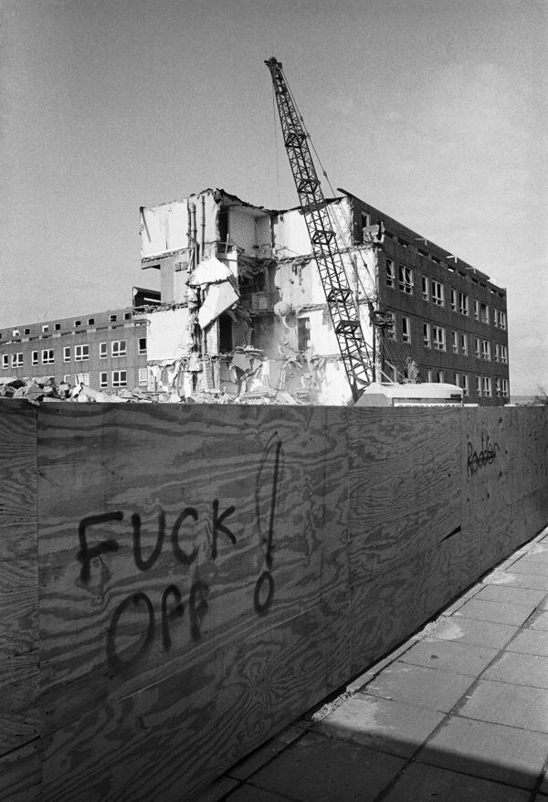 Demolition of Bessemer Park, Spennymoor, Co. Durham. February 1983