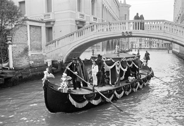 Funeral barge for Richard Wagner on the set of 'Wagner'. Venice 1982