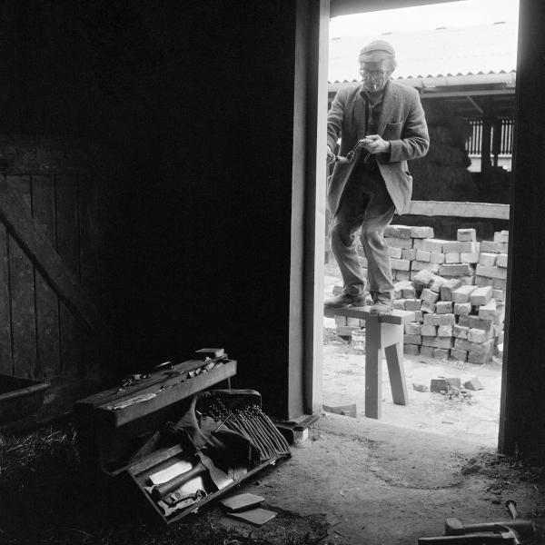 Mr. Finch of the Dumbleton Estate building staff, Great Washbourne, Gloucestershire. July 1974