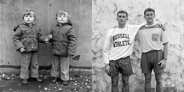 The McParland twins. Left Michael, right Peter. Barrow-in-Furness, Cumbria. 1974 and 1995