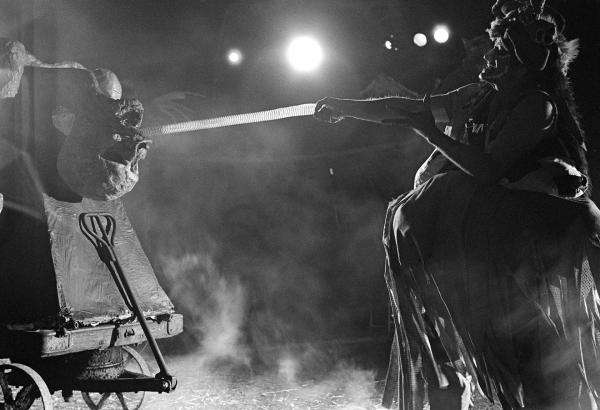 Performer John Fox, “The Loves, Lives and Murders of Lancelot Barabbas Quail”, Burnley, Lancashire. 8 October 1977