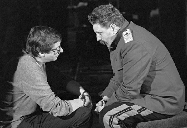 Director Tony Palmer with Terence Rigby [Stalin]