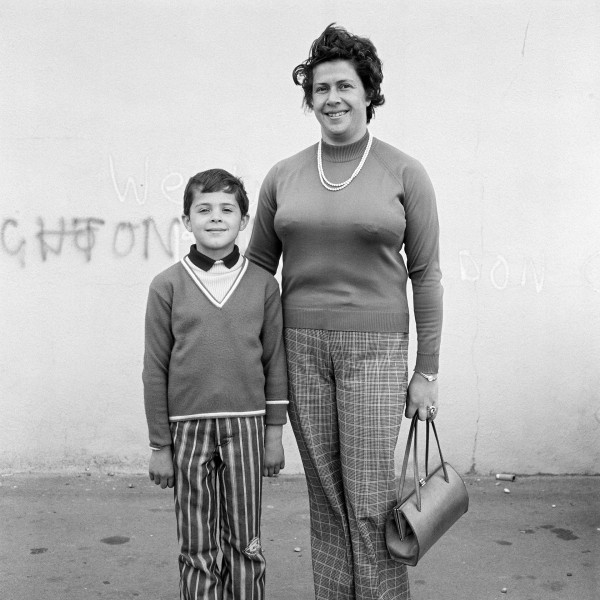 Mother and son, Susie and Peter Gatesy, Brighton, Sussex. May 1974