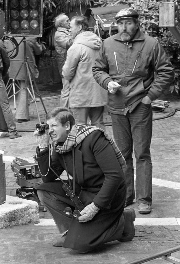 Tony Palmer [director] and Enrico Umetelli [camera operator] on the set of 'Wagner'. Venice 1982