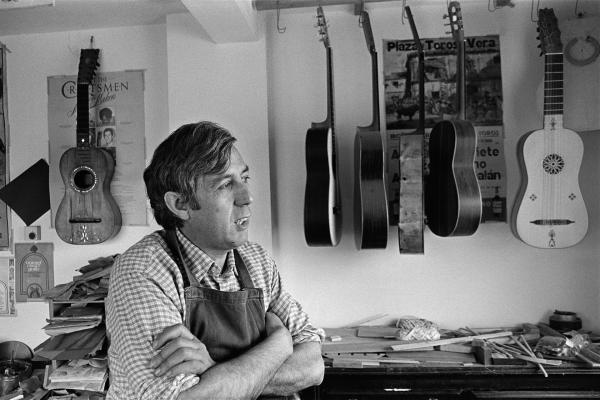 José Romanillos, guitar maker, Wiltshire. August 1981