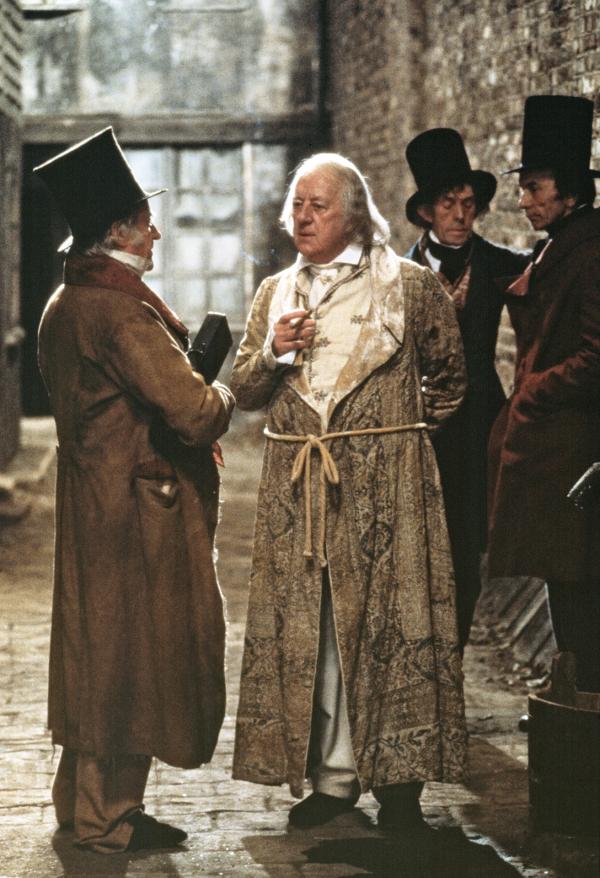 Alec Guinness [William Dorrit], in ‘Little Dorrit’, film adaptation of the Charles Dickens novel. Sands Films, Rotherhithe. London, 1986